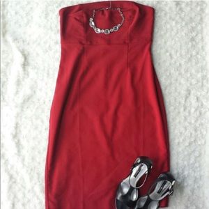 Gorgeous Red Strapless Midi Dress